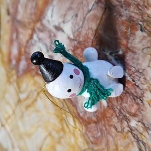 Wooden snowman Christmas Ornament